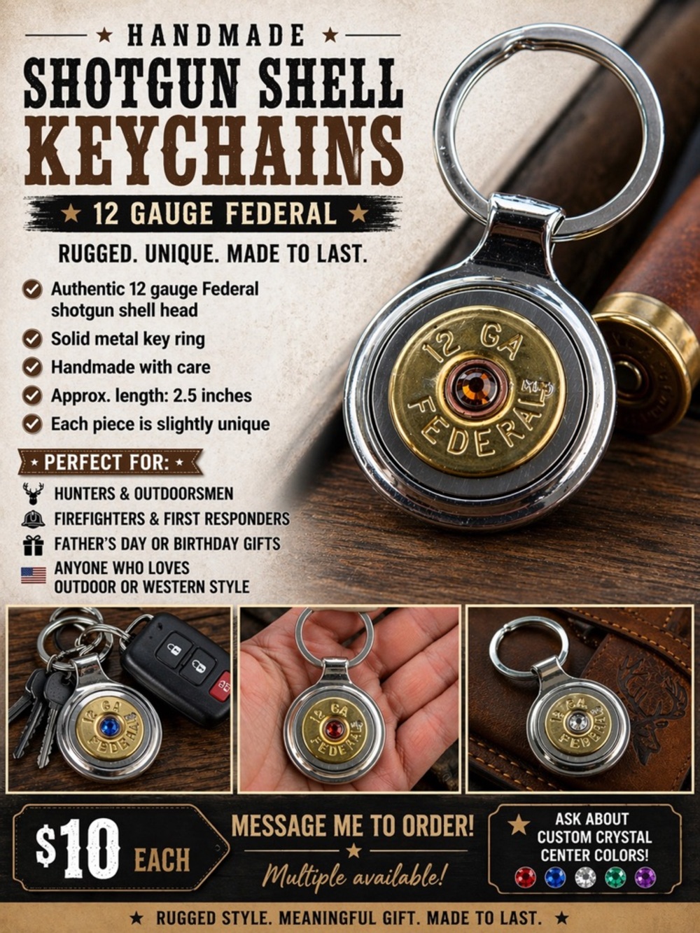 12 Gauge Federal Shot Gun Casing Head Keychain